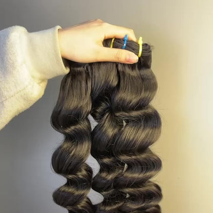 Raw Loose Wave Human Hair Bundles – Super Double Drawn | Natural Black & Blonde | Wholesale for Black Women Hairdressers