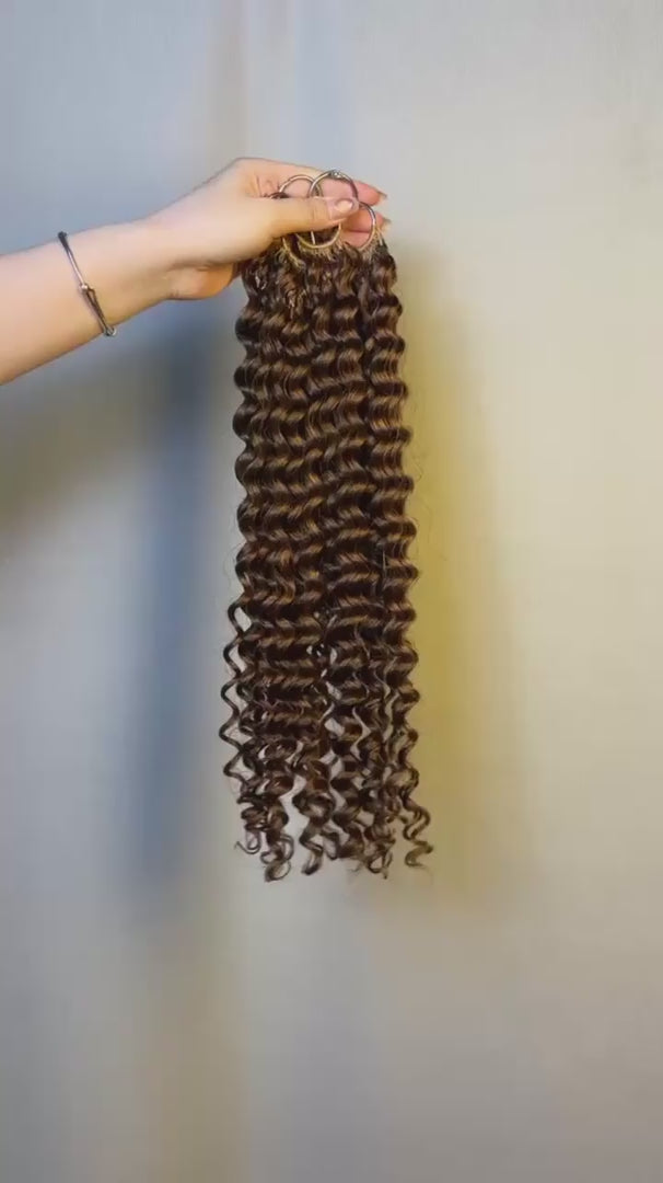 #30 Medium Auburn Deep Wave crochet raw hair — product video