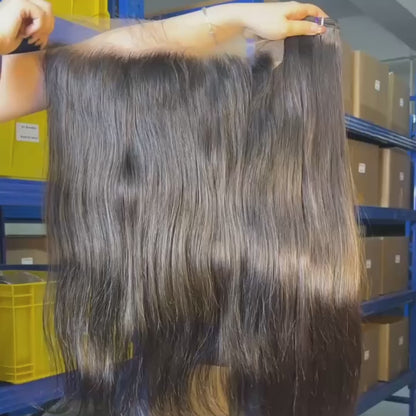 Raw Straight Frontal & Closure – Transparent HD Lace with Small Knots | 100% Human Hair