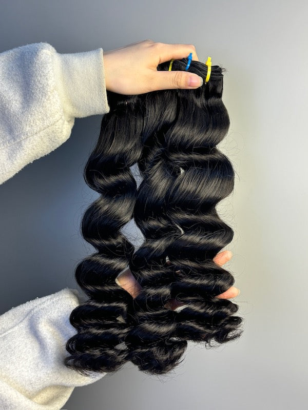Raw Loose Wave Human Hair Bundles – Super Double Drawn | Natural Black & Blonde | Wholesale for Black Women Hairdressers