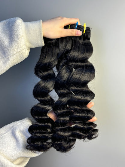 Raw Loose Wave Human Hair Bundles – Super Double Drawn | Natural Black & Blonde | Wholesale for Black Women Hairdressers