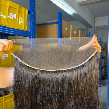 Raw Straight Frontal & Closure – Transparent HD Lace with Small Knots | 100% Human Hair