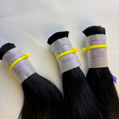 Raw Straight Bulk Hair – Double Drawn, Full &amp; Thick, No Shedding, High Quality