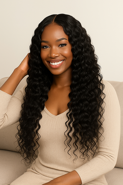 100% Raw Mink Brazilian Human Hair Water Wave Bundles – Wavy & Curly Weft Extensions, Double Drawn, Soft & Natural Look | Exclusive for Black Women & ucharminghair